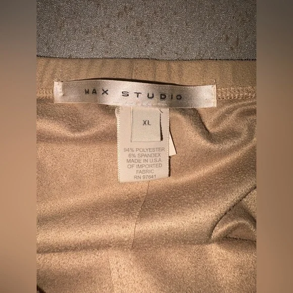 Max Studio Cream Suede Ruched Midi Skirt Casual Resort Wear - Picture 8 of 8